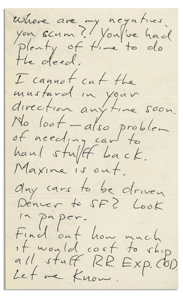 Hunter S. Thompson Autograph Letter From Big Sur -- ''...First big money will go for acres. Land is wealth...''